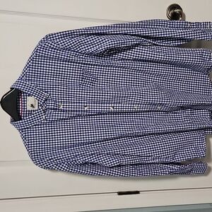 Alex Vando Cotton Buttondown Shirt - Blue White Checked Mens XXL